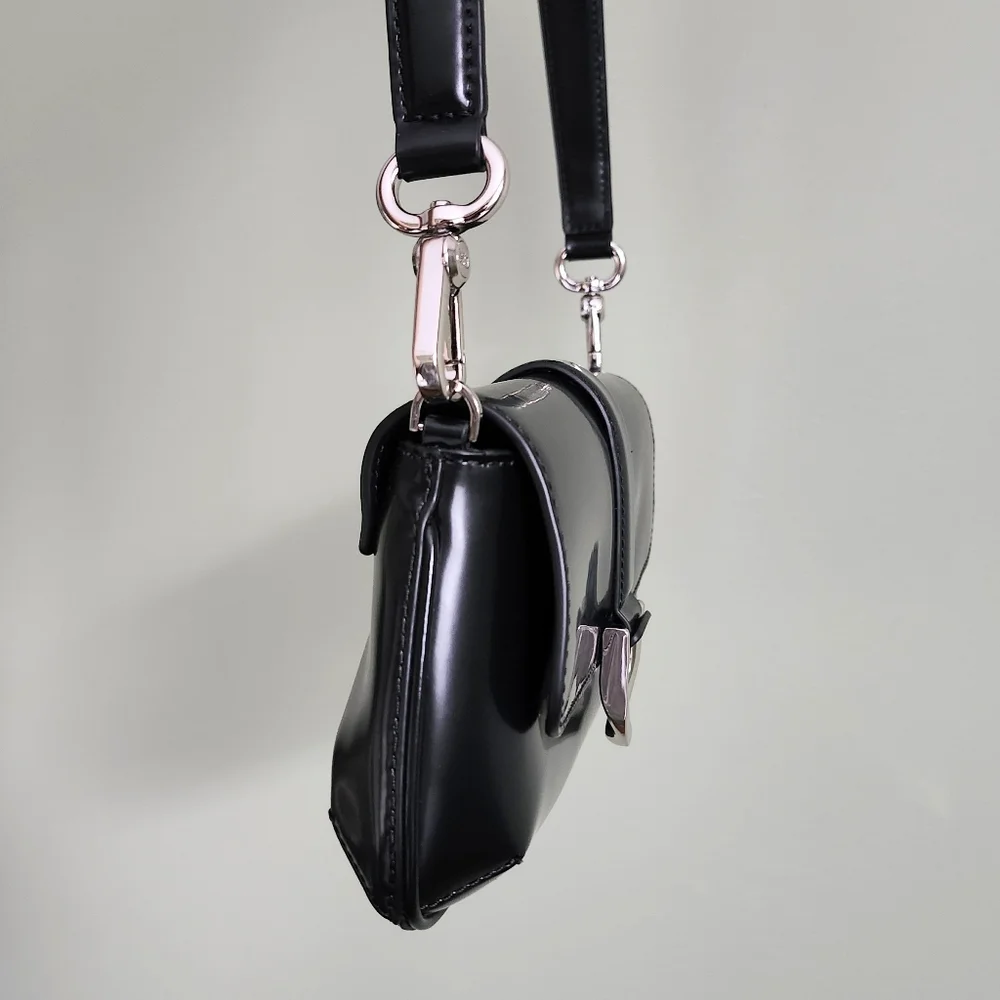 Charles & Keith Gabine Leather Elongated Shoulder Bag in Black - Picture 4 of 9